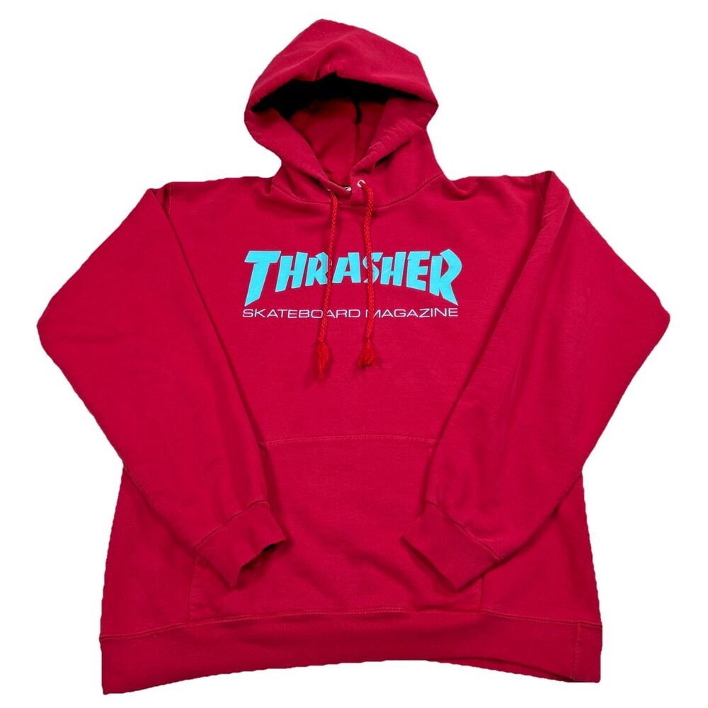 Thrasher Skateboard Magazine Radical Red Pullover Hoodie Small Sweatshirt Pocket